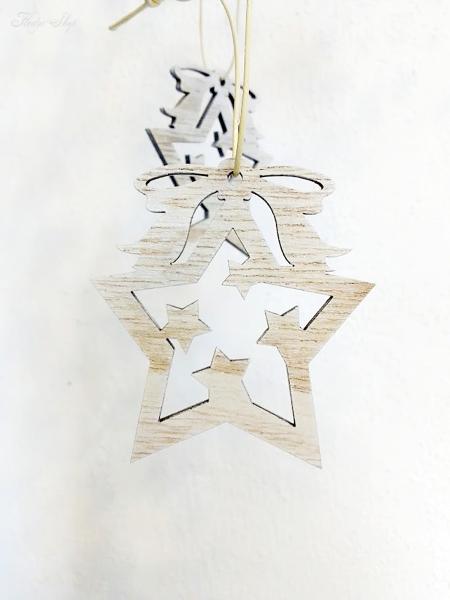 Holzanhänger Stern mit Schleife